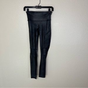 Spanx Leggings Womens Black Moto Style Faux Leather Athletic Casual Pants S